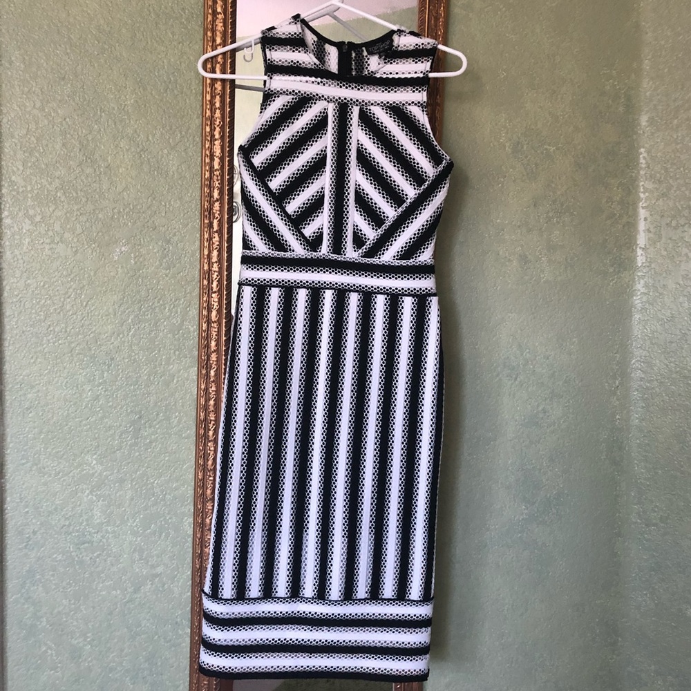 Topshop black and white striped dress